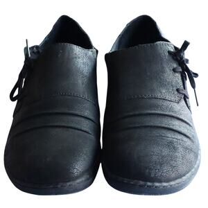 B.O.C. Born Black Nubuck Leather Delaney Side Tie Loafer Slip On Womens 11